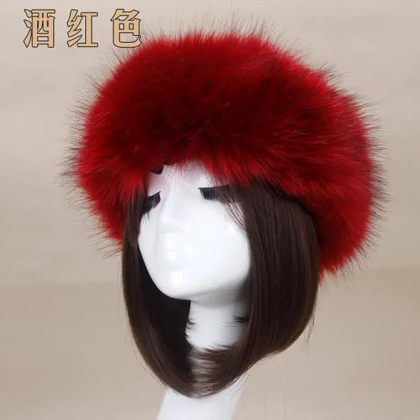 Cyflymder Winter Thick Furry Hairband Fluffy Russian Faux Fur Women Girl Fur Headband Hat Winter Outdoor Earwarmer Ski Hats Hot