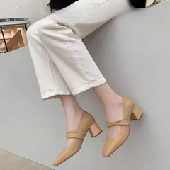 Cyflymder  Summer Fashion Hot Sale Square-toe  Retro High Heels Women's Shoes Fashion Solid Color Women's Soft Leather High Heels 869