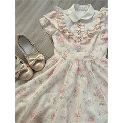 Cyflymder  Kawaii Floral Mini Dress Women Japanese Lolita Cute Bow Ruffles Patchwork Dresses Summer Korean Fashion Bodycon A Line Vestidos