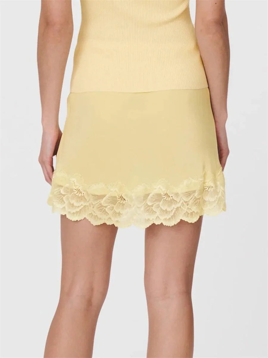 Cyflymder  Women s Lace Trimmed Half Slip Skirt Extender with Adjustable Elastic Waistband - Mini Underskirt Dress Enhancer