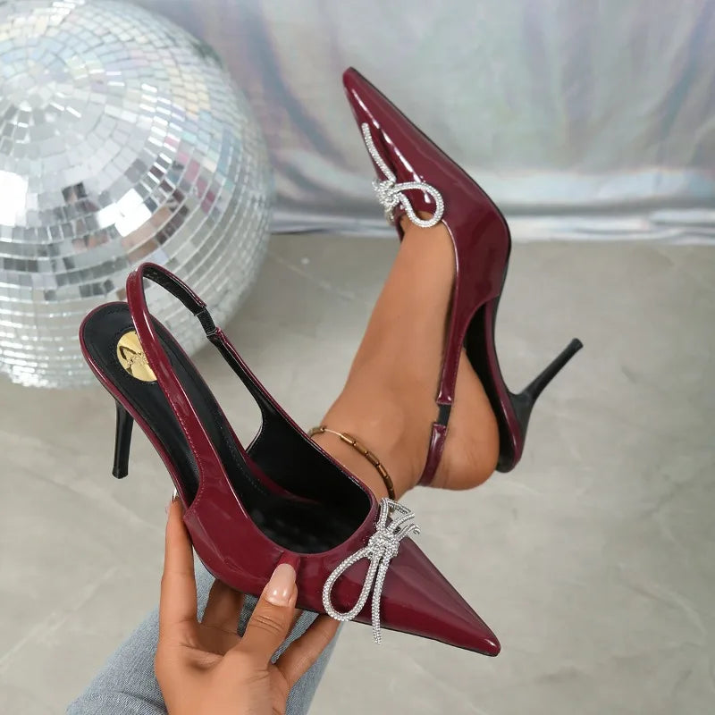 Cyflymder  Luxury Rhinestone Designer Bling Bling Summer Women's Sexy Pointed Toe Stiletto Sandals New Style Casual Office High Heels