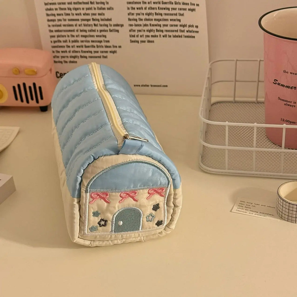 Cyflymder  Pen Bag Case Box Stocking Stuffers Cute Creative Large Capacity Zipper Makeup Organizer Storage Bag Box Nice Gift