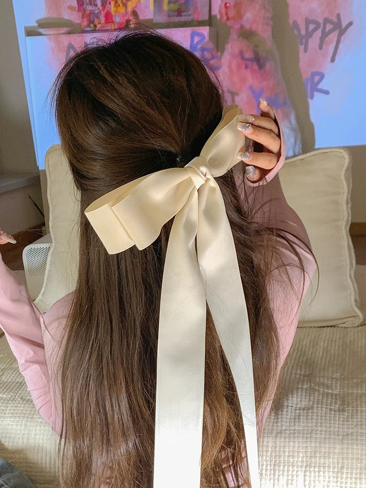 Cyflymder Oversized Bow Hair Clip For Girls Ballet Style Ribbon Spring Clip Headdress And Ribbon Edge Clip Hair Accessories Valentines Day Gift for Her