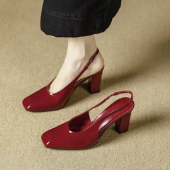 Cyflymder  High Heels Women's High Heeled Sandals Mary Jane Heels Women Square Head High Heel Single Shoes Empty Bag Head Sandals Women's