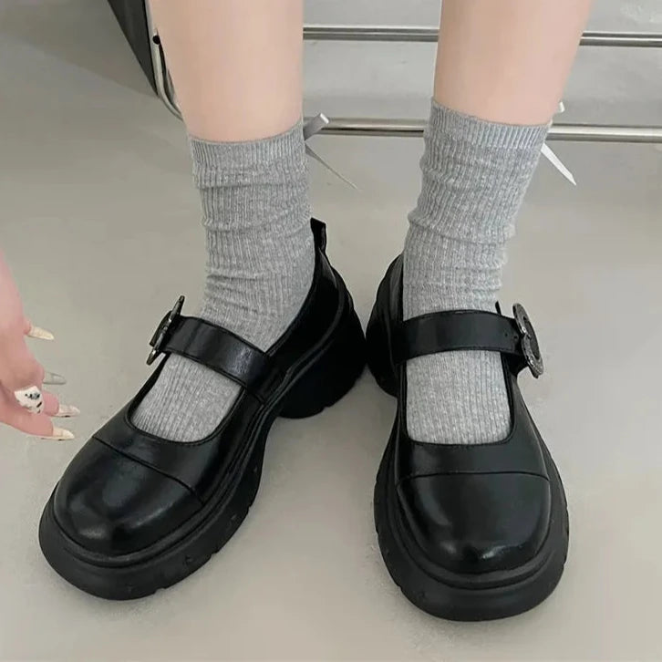 Cyflymder Chunky Loafers Shoes autumn Women Japanese Style Slip On brown Lolita Shoes Women Fashion Thick Sole Round Toe Uniform Shoe