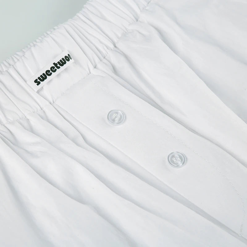 Cyflymder  Casual Solid Wide Leg Pants Basic Button Mid-Waisted Straight Pants Women 2025 Streetwear Kpop Sporty Activewear Lady