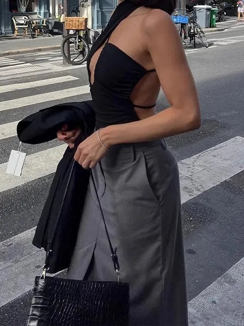 Cyflymder  Sexy Bal Cutout Slimming Jumpsuit Street Sle ort Pants mid Waist Bodycon  Suit Thin Fabric Summer Thin