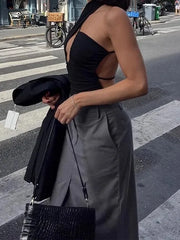 Cyflymder  Sexy Bal Cutout Slimming Jumpsuit Street Sle ort Pants mid Waist Bodycon  Suit Thin Fabric Summer Thin