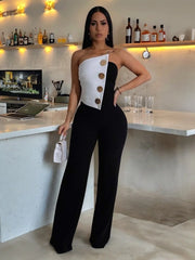 Cyflymder  Jumpsuits Rompers Women Wholesale European American Woman Clothing Spicy Girl Style Party Party Button Long Pants