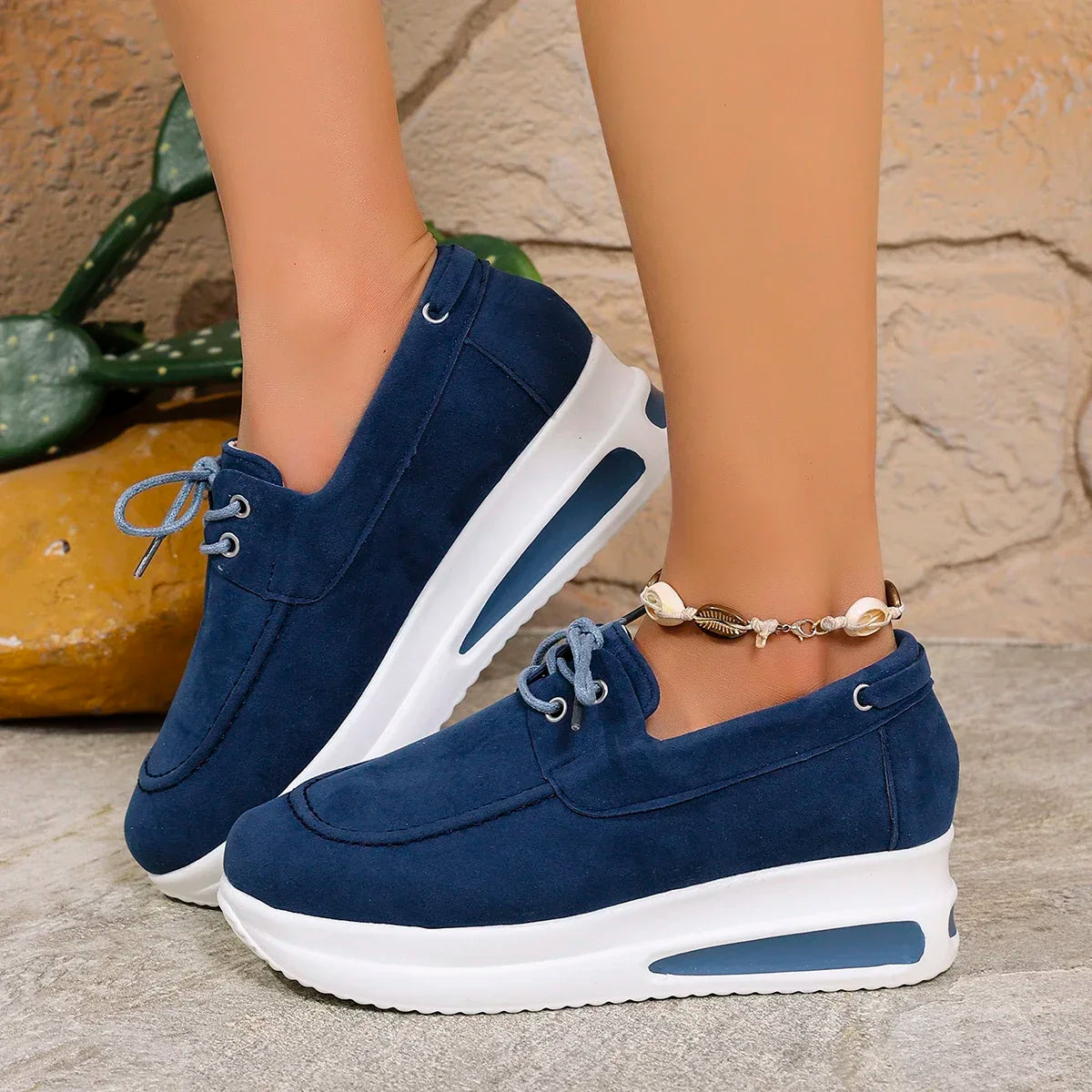 Cyflymder  Women Wedges Platform Sneakers Female Summer Lace-up Sport Shoes Women Trend Anti-slip Comfortable Casual Shoes Zapatos De Mujer