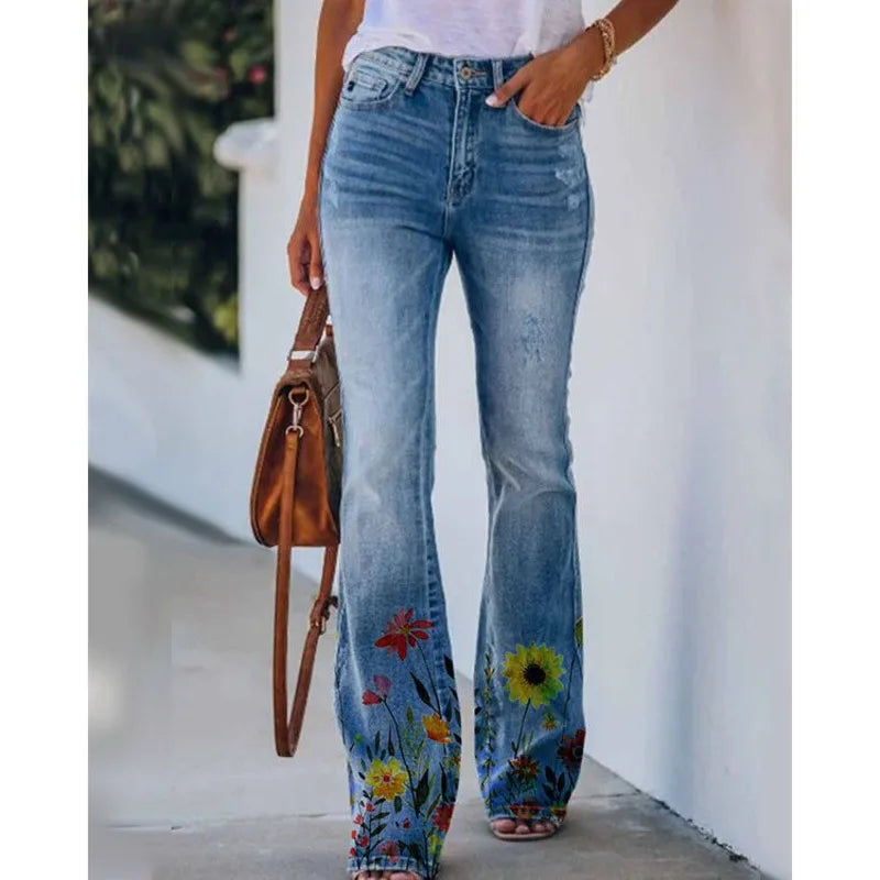 Cyflymder  New Arrival European American Plus Size Women Casual Pants Floral Print Thin Long Trousers Fashion Comfortable Loose Fit Summer