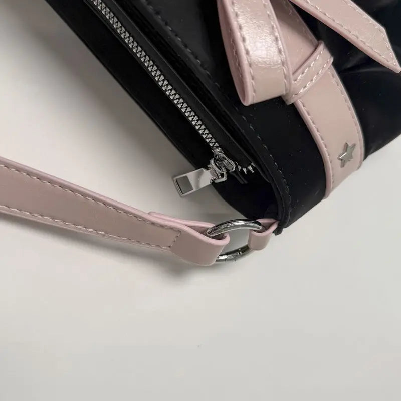 Cyflymder  Korean Hot Girl Bow Studded Handbag Women Simple Design Sweet Shoulder Bag Ladies Elegant Fashion Underarm Purse Y2k Aesthetic