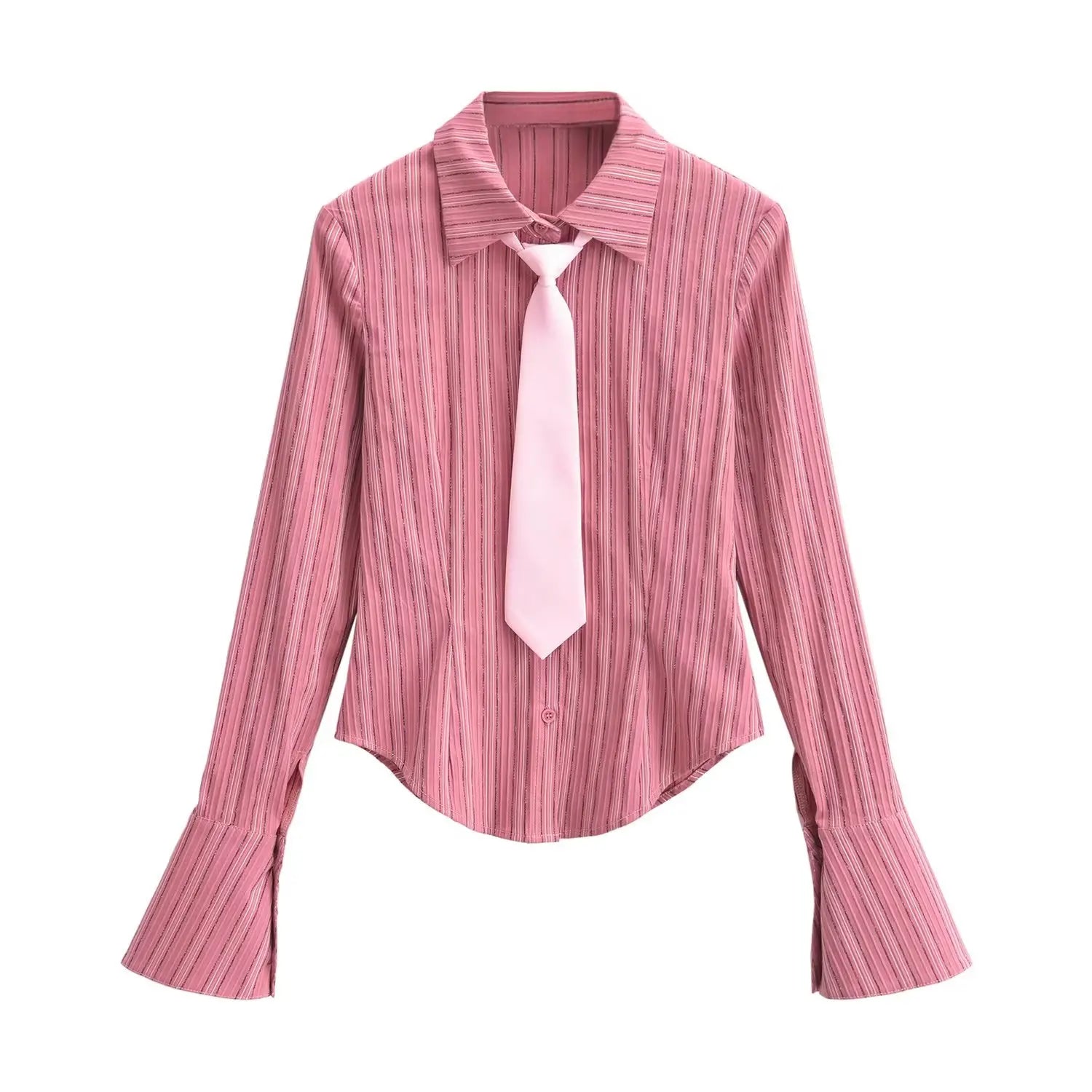 Cyflymder  College Sle Striped Long Sve Age-Defng irt Bell Sve Girl Student Feeling Fre ad irt Street