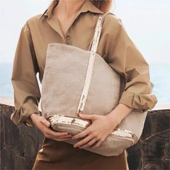 Cyflymder   Fashion Sequin Tote Bag Women Patchwork Linen Large Capacity Shoulder Bag Ladies Versatile Casual Commute Beach Bag Trendy Chic