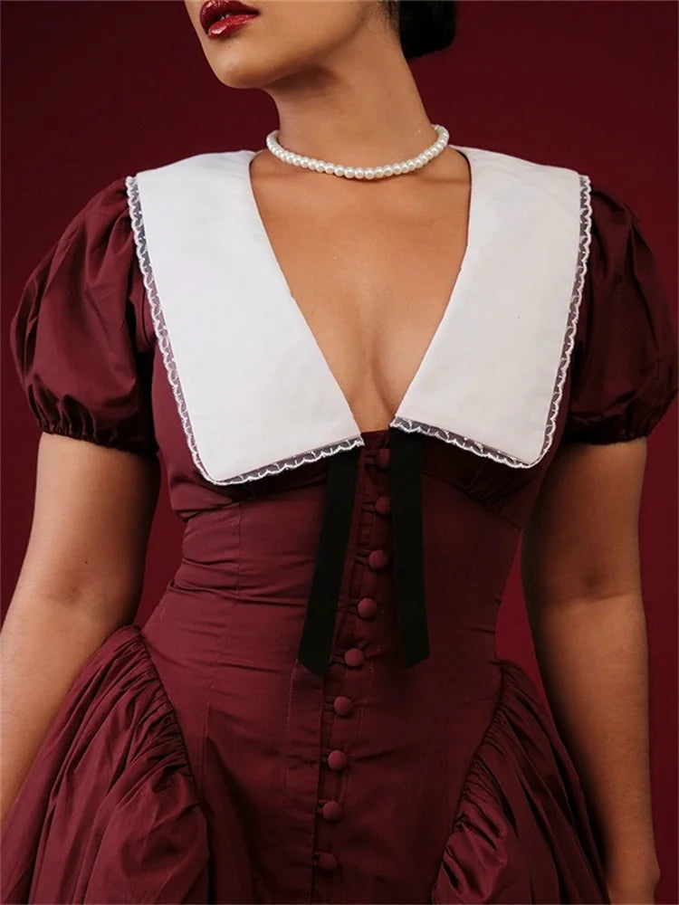 Cyflymder  Long Dresses Women Sexy V Neck Short Sleeve Sweet Dress Elegant New in Summer Fashion Street Wear