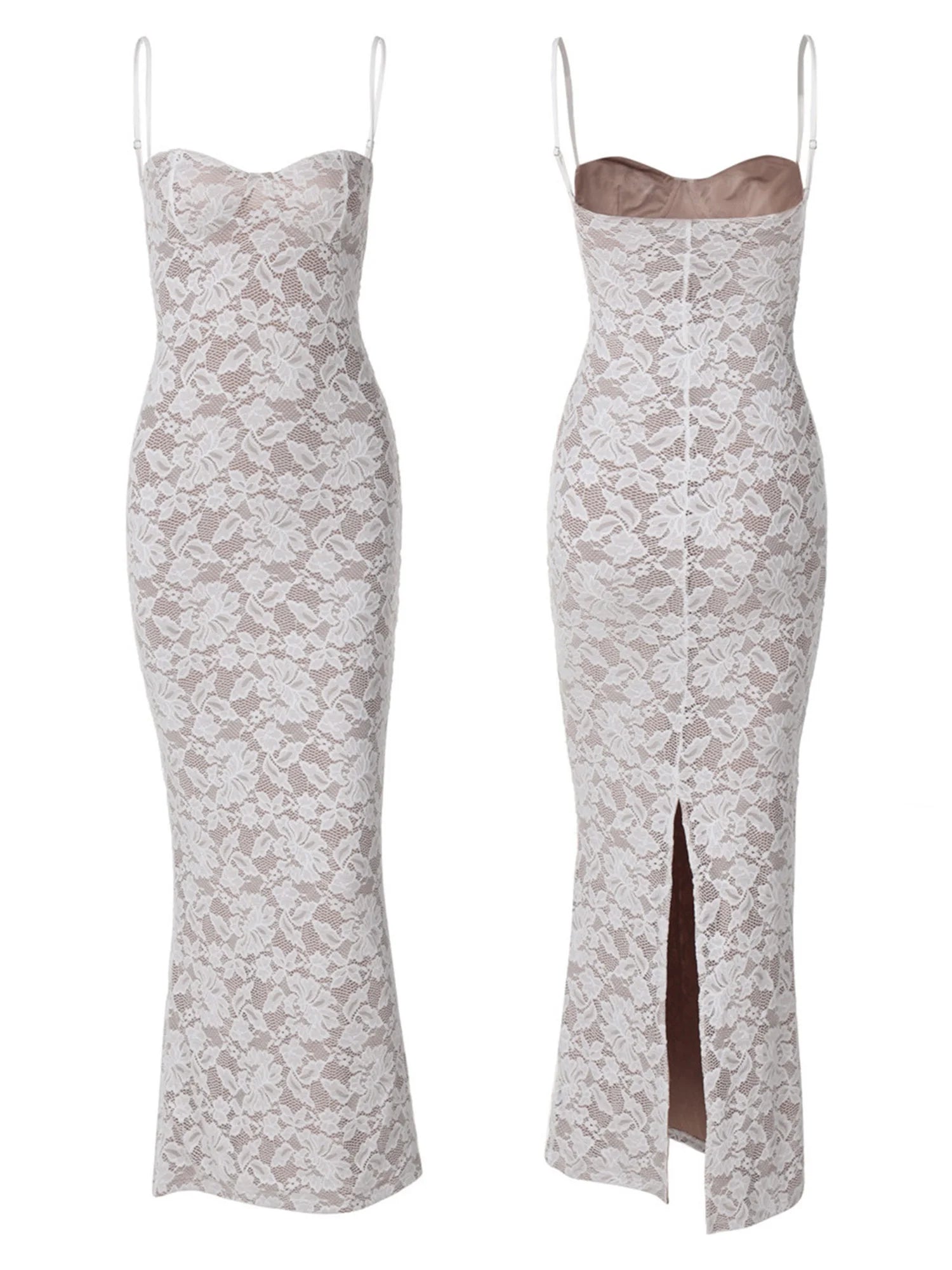Cyflymder  Elegant Floral Lace Sleeveless Bodycon Dress with Spaghetti Straps and Sweetheart Neckline for Evening Party Clubwear