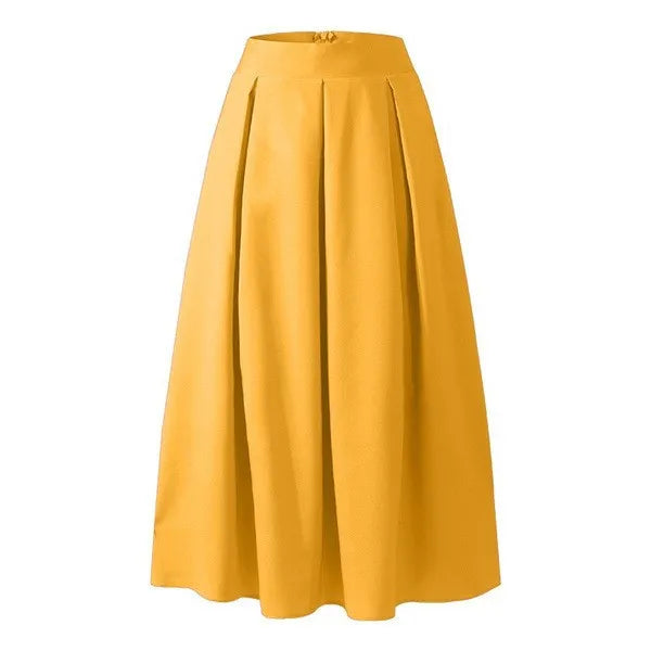 Cyflymder  High Waist Pleated Skirt Women's plus Size  Color Spring Autumn Cross-Border Faion Long f-length Skirt