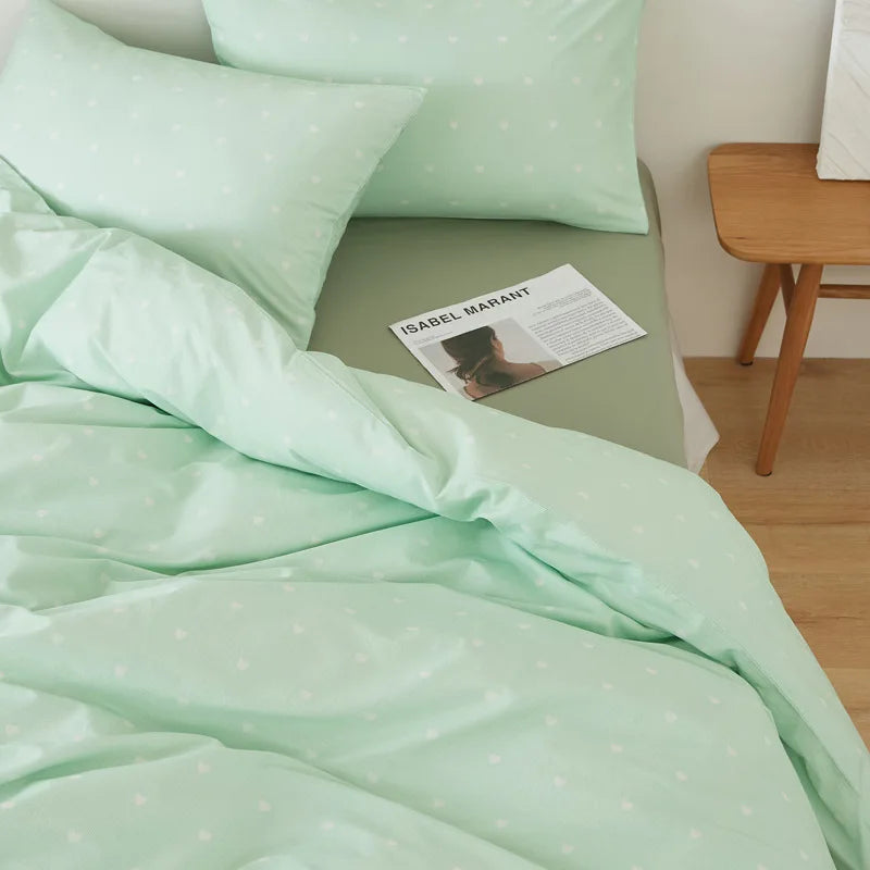 Cyflymder  Nordic Style Pure Cotton Solid Bedding Sets Luxury Skin-Friendly Duvet Cover Fitted Sheet Pillowcase Single Queen Size Quilt Set