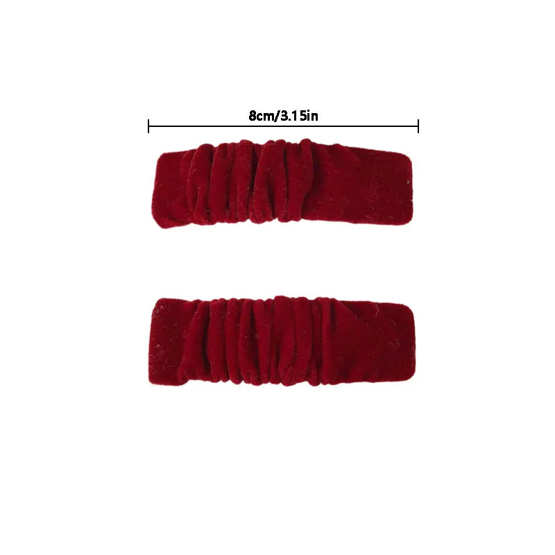 Cyflymder 1pc Red Velvet Hair Accessories Christmas Headband Wide Version Retro Sweet Pleated Large Intestine Circle BB Clip Bow Hair Clip