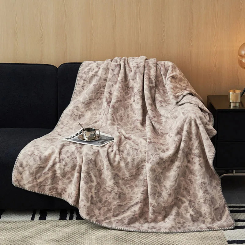 Cyflymder  High-End Thickened Faux Cashmere Blanket Luxury Single Sofa Blanket for Napping Double Layered Retro Multifunctional Home Decor