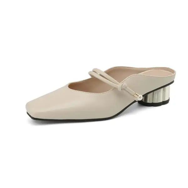 Cyflymder  Slippers Women Summer Shoes Low Slides Cover Toe Med Soft Square Rome Fabric Rubber Hoof Heels PU Shoes Woman 2025 Slippers Soft