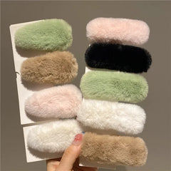 Cyflymder Winter Plush Cute Hair Clip Grasping Lamb Children's Broken Hair Pin Clip Headwear Hair Accessories for Girls  Korean Style