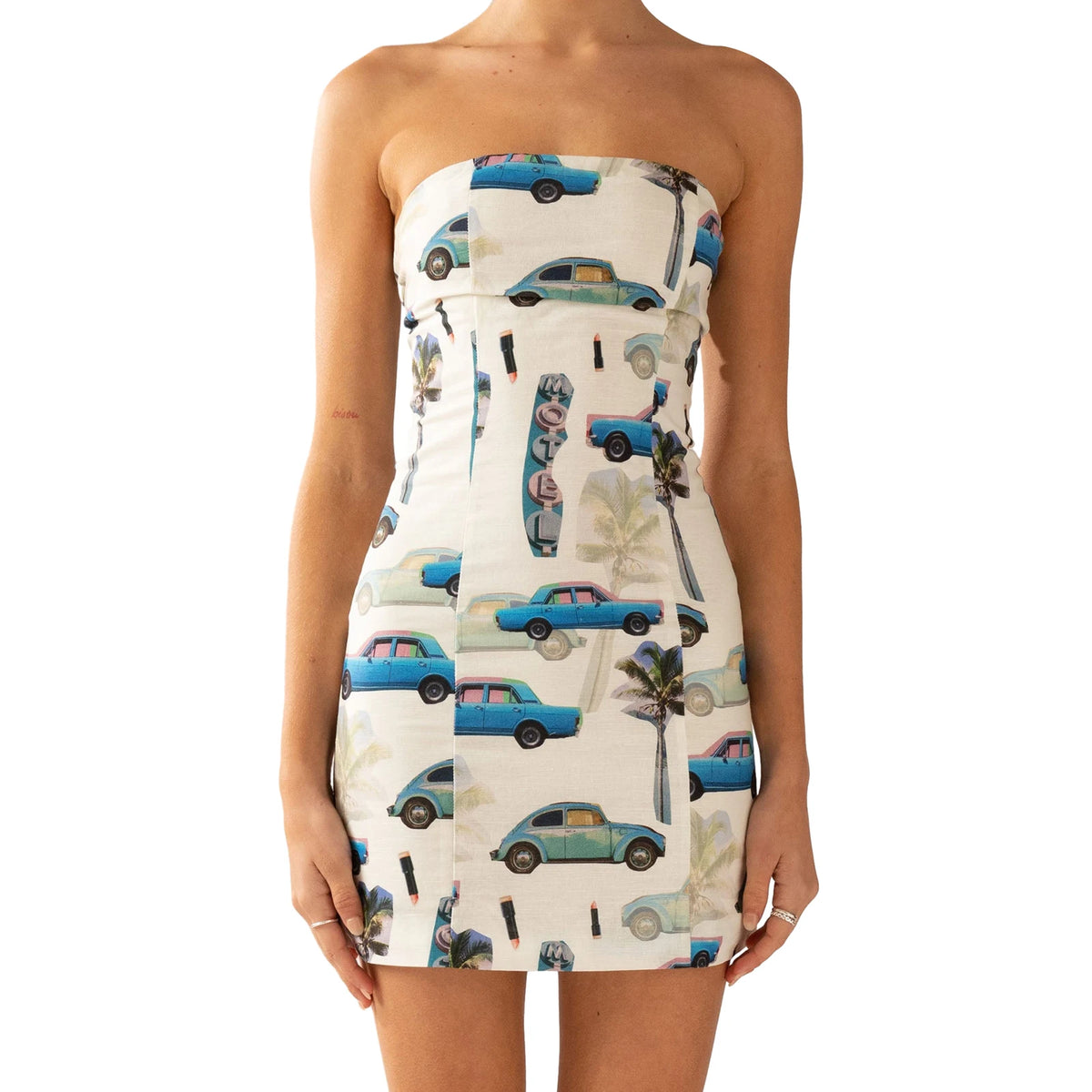 Cyflymder  Women Bodycon Dress Sleeveless Backless Flower Car Print  Fit Summer Mini Dress Clubwear