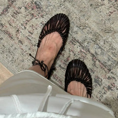 Cyflymder  Summer Low Heels Roma Sandals Fashion Outdoor Woven Hollow Women Sandals Casual Lace-up Round Head Sandals