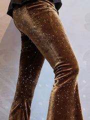 Cyflymder  Women Casual Street Slimming Velvet Trousers 2026 Sprint Elegant Shiny Long Party Pants Autumn Fashion Hight Waist Flared Pants