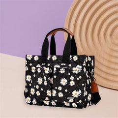 Cyflymder  Cute Floral Print Diaper Bag Tote with Shoulder Strap and Large Capacity for Mom and Baby Essentials on the Go