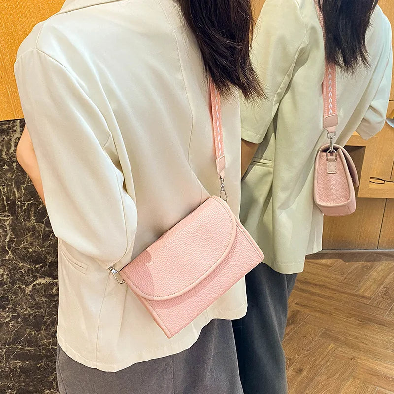 Cyflymder  Fashion Crossbody Bag For Women Small Flap Bag Wide Straps Female Shoulder Bag Casual Solid Color Lady handbag phone wallet