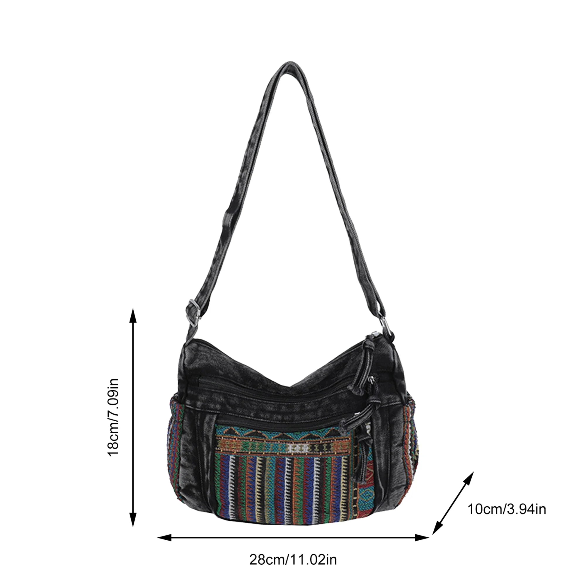 Cyflymder  Stylish Ethnic Print Tote Bag with Adjustable Strap for Women Casual Shoulder Handbag with Unique Pattern for Girls