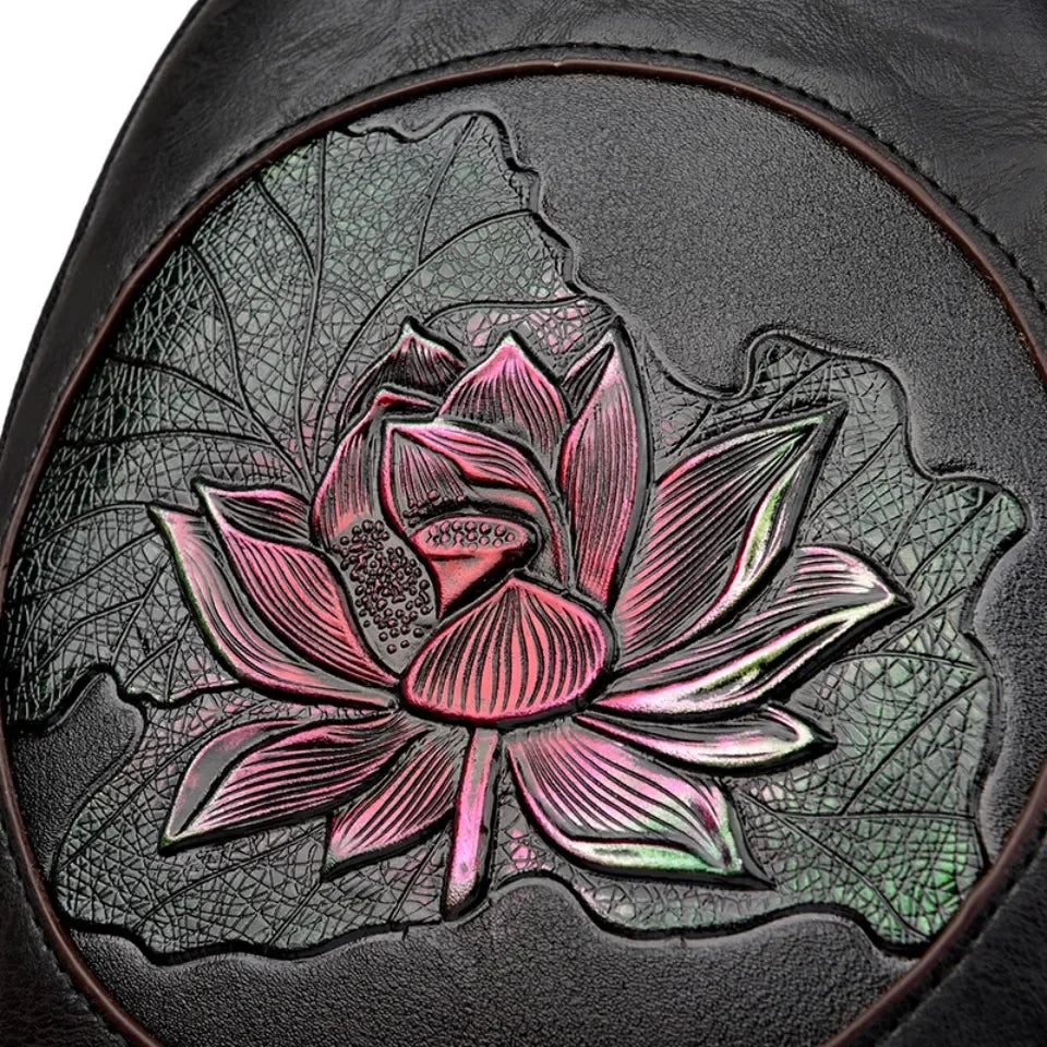 Cyflymder  Luxury 3-Layer Pockets PU Leather Women's Leisure Shoulder Bag and Purses Fashionable Lotus Pattern Crossbody Bag Ladies Sac