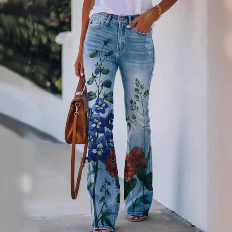 Cyflymder  New Arrival European American Plus Size Women Casual Pants Floral Print Thin Long Trousers Fashion Comfortable Loose Fit Summer