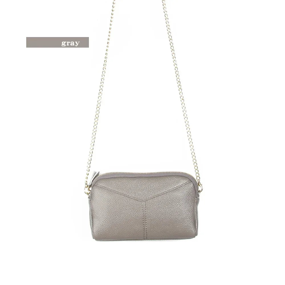 Cyflymder  Genuine Leather Women Wallet Long Zipper Wristlet Bag Chain messenger bag for female Cowhide Coin Purse Mobile phone bags