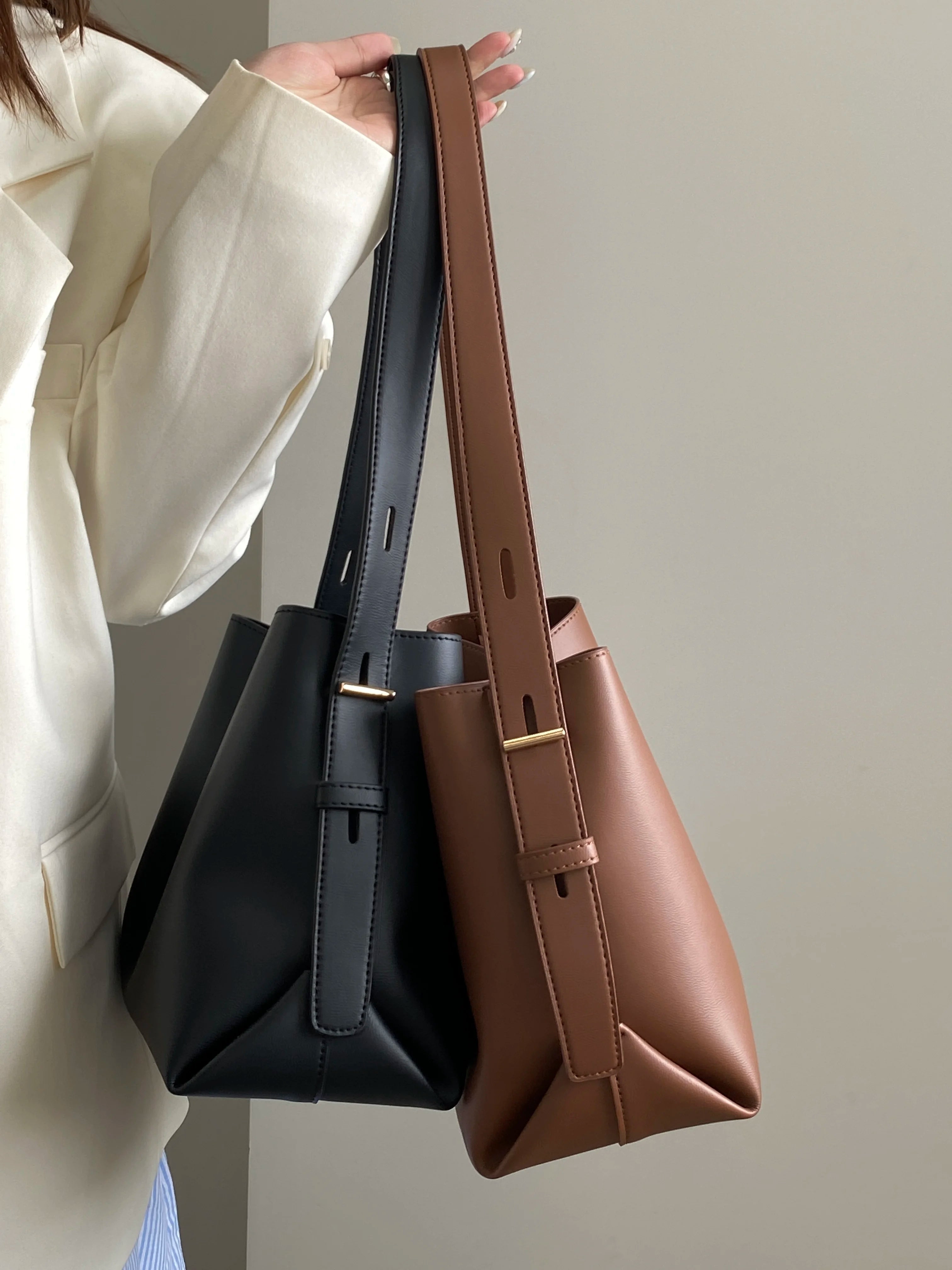 Cyflymder  Y2k Aesthetic Vintage All Match Simple Shoulder Bags Office Lady Elegant Casual Underarm Bag Solid Korean Fairy Women's Handbags