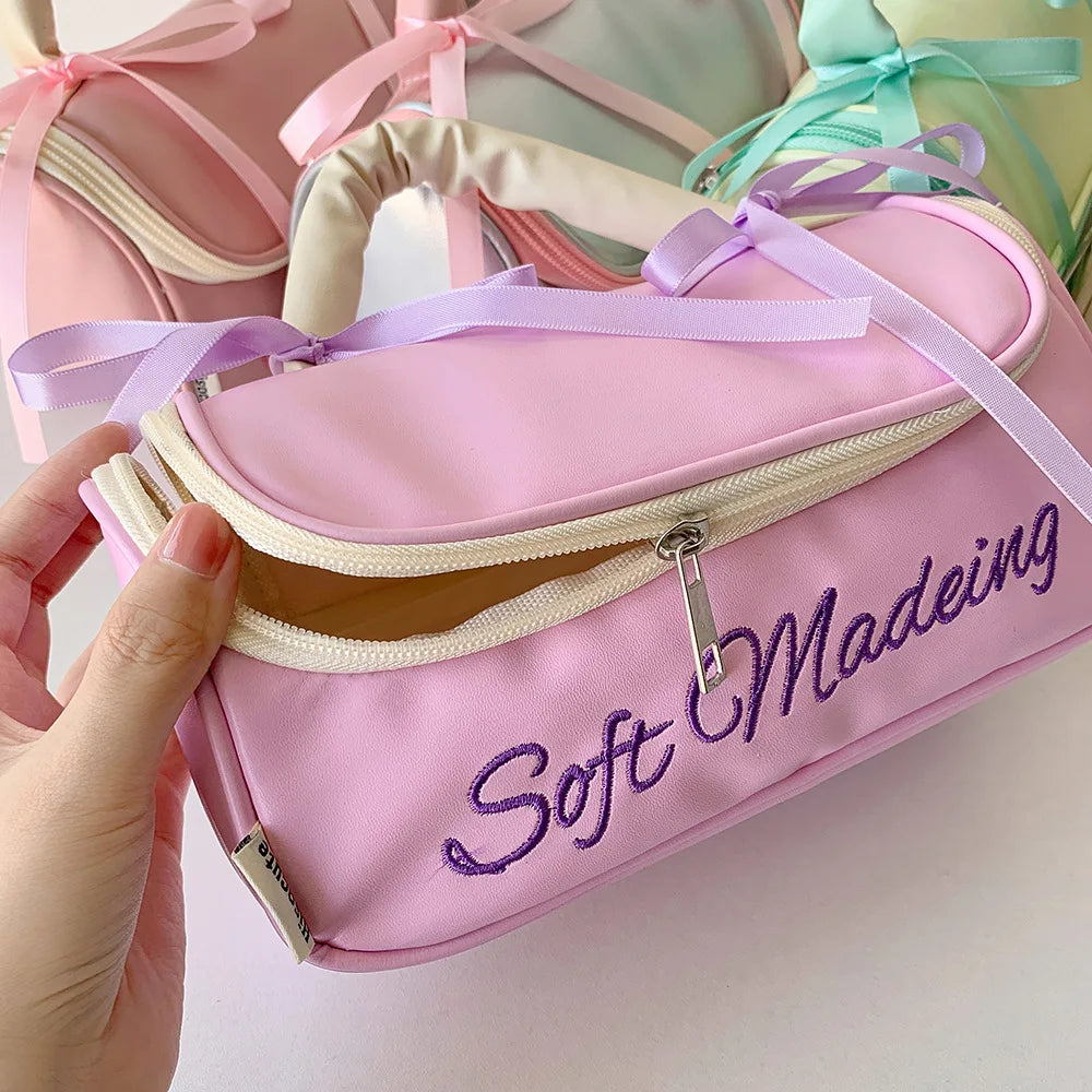 Cyflymder  Korean Fashion Casual Large Capacity Pencil Case PU Portable INS Solid Color Washing Make Up Statonery Bag Student Supplies