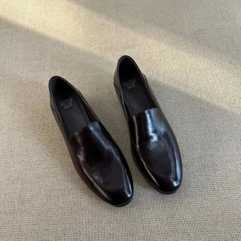 Cyflymder  Leather Shoes with Thick Heels for Spring Comfortable and Versatile  Le Fu Shoes for Women