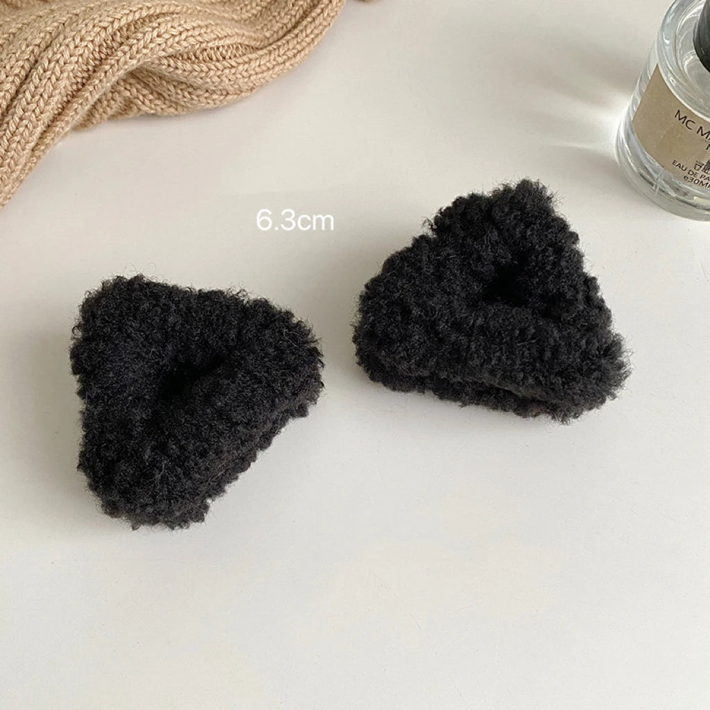 Cyflymder Plush Cat Ears Hair Clips For Women Girls Lamb Cashmere Hairpin Forehead Bangs Clip Fluffy Children New Winter Hair Accessories