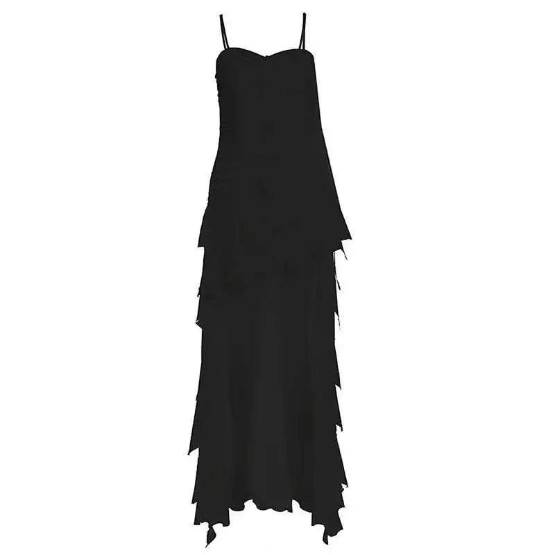 Cyflymder  Hotsweet Dovetail Fashion Irregular Slip Dresses Summer Sexy V-Neck Women's Clothing Solid Color Aura Asymmetrical Mini Dress