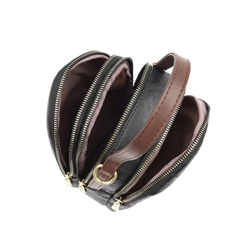 Cyflymder  Luxury 3-Layer Pockets PU Leather Women's Leisure Shoulder Bag and Purses Fashionable Lotus Pattern Crossbody Bag Ladies Sac