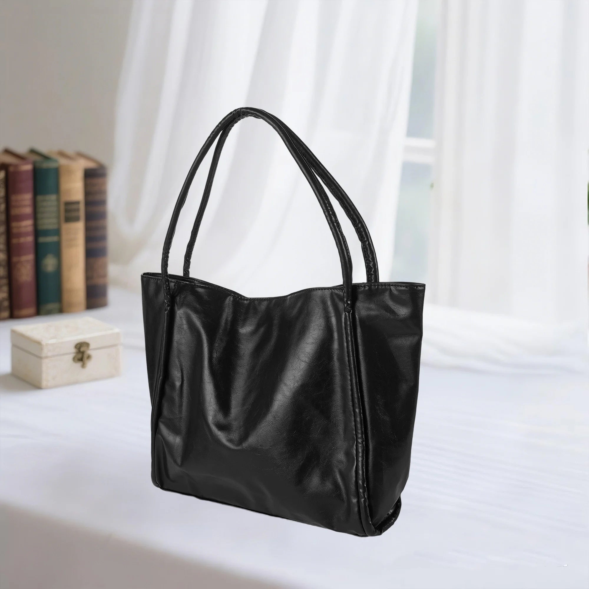 Cyflymder  Fashionable Women s Leather Tote Bag with Spacious Interior for Travel Shopping and Everyday Use - Stylish Shoulder Handbag