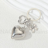 Cyflymder Valentines Day Gift Y2k Big Heart Keychain Plastic Silver Color Key Ring For Women Girls Friendship Gift Car Handbag Decoration Handmade Jewelry Set