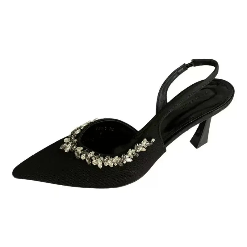 Cyflymder  Fashion Rhinestone Design Women's Sandal Comfort Non-slip Pointed Toe Low Heel Ladies Loafers Elegant Women's Sandal 4567