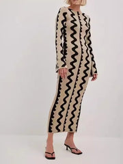Cyflymder  Spring 2025 Slim Fit Sweater Sle Printed Dr High Waist Design Regular Thin Beaded Me Fabric Faionable Independe