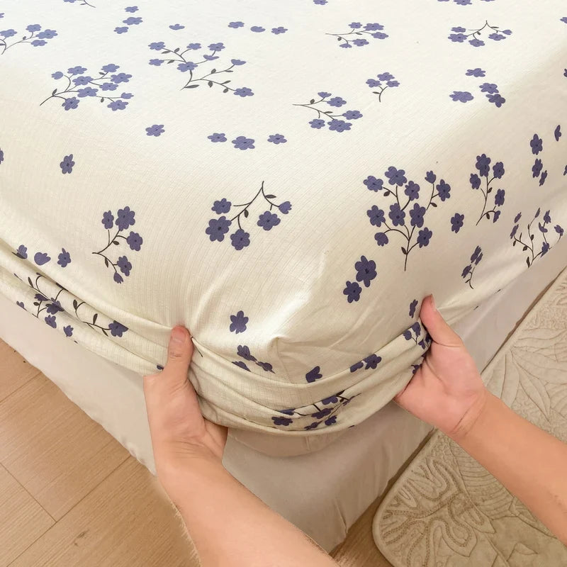 Cyflymder 1PC Flower Printing Bed Sheet For Double Bed Adjustable  Elastic Band Wrap Around Mattress Cover Queen/king 매트리스커버 No Pillowcase