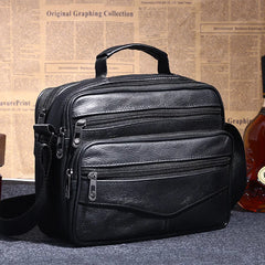 Cyflymder  Men Genuine Leather Shoulder Bag Male Cowhide Leather Handbags Men's Large Zipper Messenger Bag Travel Tablet Bag Tote
