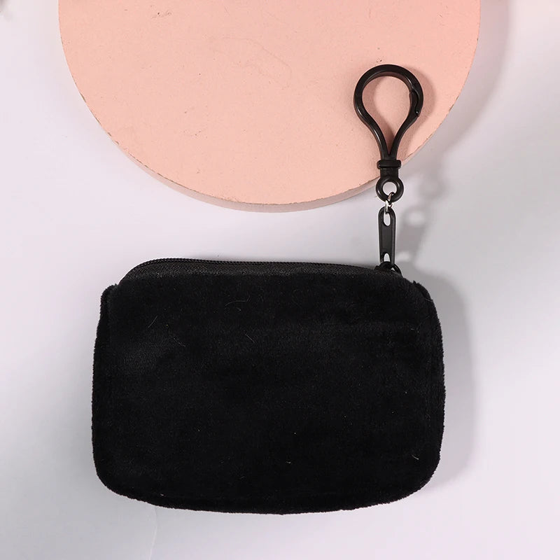 Cyflymder Solid Plush Coin Purse Women's Cute Wallet ID Card Bag Keychain Minimalist Coin Bag Kawaii Wallets for Women