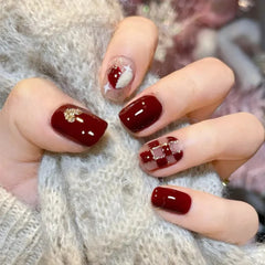 Cyflymder   24Pcs Simple Pink White Gradient French-style Manicure Glossy Love Heart False Nails Art Short Wearable Nail Stickers for Women
