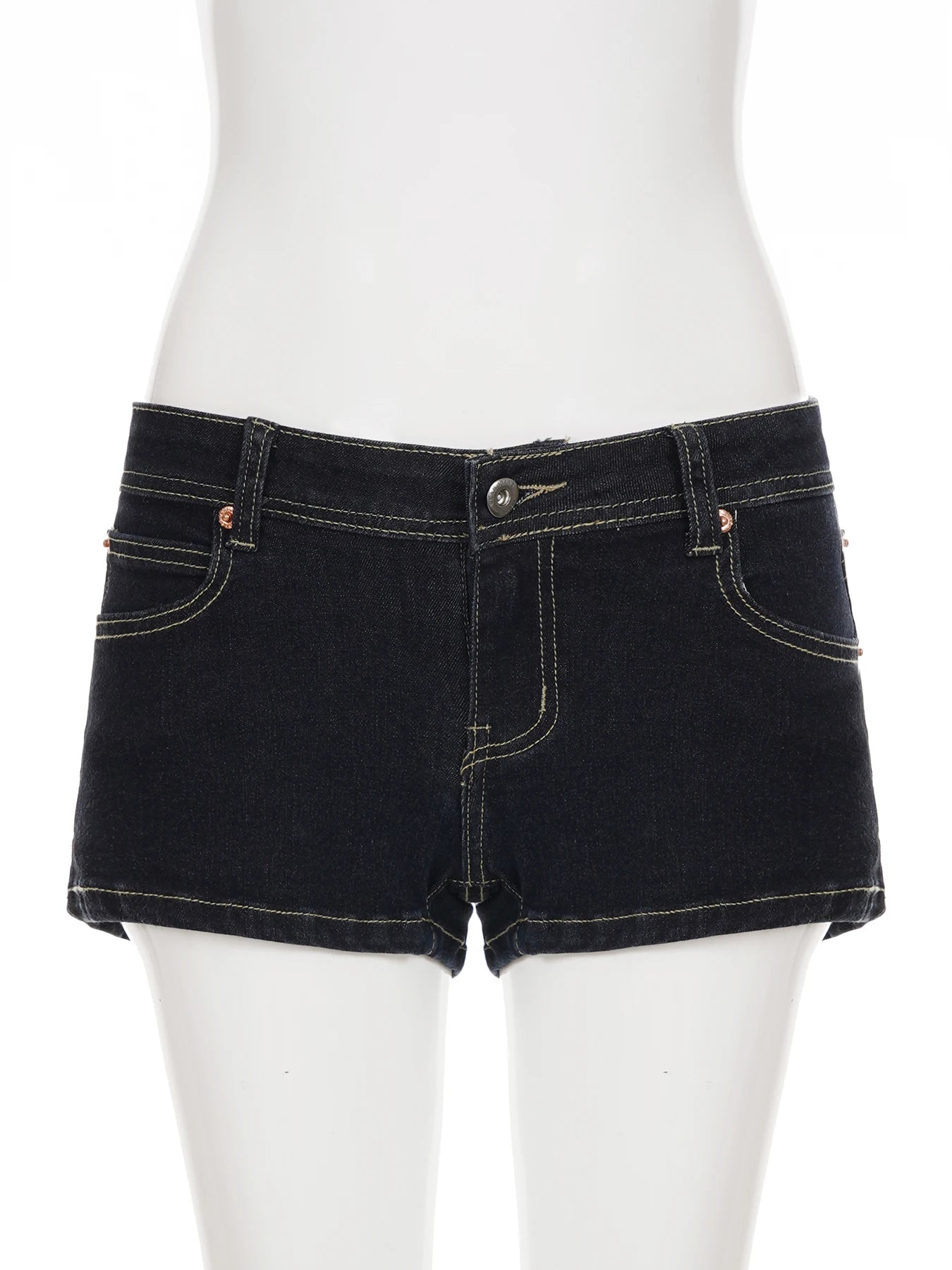 Cyflymder  Basic Slim Big Pockets Denim Shorts Casual Low-Waisted Jeans Shorts Women Summer Elegant Fashion Streetwear Ladies
